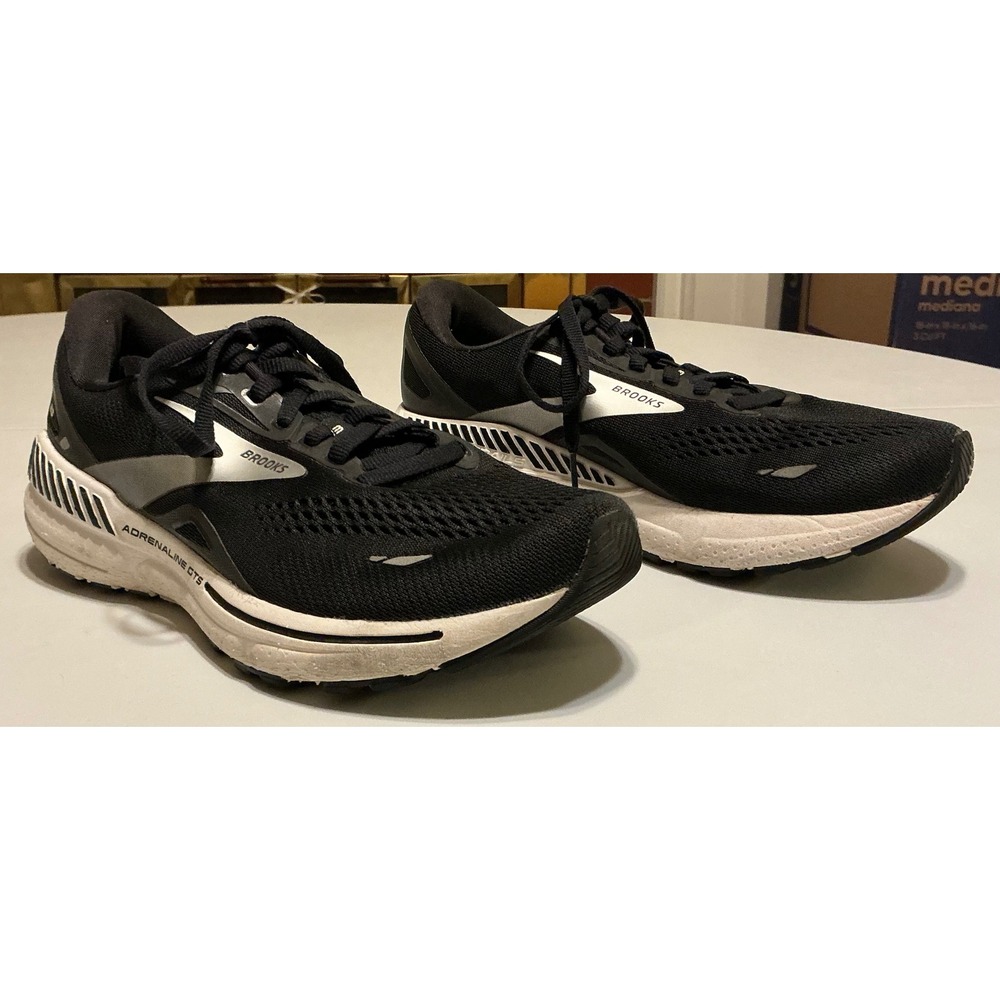 Brooks Adrenaline GTS 23 Running Shoes Women 8 Wide D Black White Stability Gym